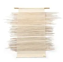 Leila Walter, Al Dente, 2024, handwoven cotton, silk, Ilala palm, bamboo and brass tapestry