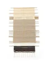Leila Walter, Imisi, 2024, handwoven cotton, linen, Imisi, Merino wool and brass tapestry