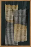 Sivan Zeffertt, Measured Breaths I, 2023, two viscose panels woven in shades of black and yellow