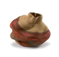 Ghana Unrecorded artist, Yoomelingah-Yure basket, natural and dyed elephant grass woven into bands with geometric patterns