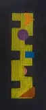 The Herd, Umgwaqo, 2024, green beaded wall panel with orange, blue and purple geometric shapes