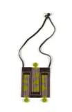 The Herd, Lunga neckpiece, brown, green and purple geometric beaded panel