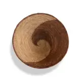Kuyewanapo Kaye, Mbukushu carrying and winnowing coiled basket, 1984, Hyphaene petersiana palm for binding material and Eragrosti pallens grass for inner core with 'Night and Day' design