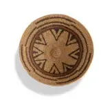 Lozi winnowing basket, 1988 by Lozi Peoples Unrecorded artist, Combretum zeyheri root (mukenge) for core and wrapping material with the 'Flight of the Swallow' design, sold Feb 2025