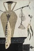 Cecily Sash, Fish with Garlic and Peppers, 1955, oil on board