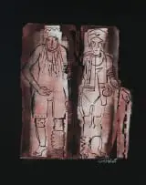 Sidney Goldblatt, Two Figures, oil on paper