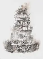 Pyramid Scheme by Diane Victor, 2019, three colour lithograph on paper, sold Jan 2026