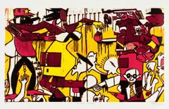 Blessing Ngobeni, No King No War, 2019, woodcut on paper