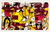 Blessing Ngobeni, No King No War, 2019, woodcut on paper