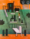Henning Wagenbreth, The Pump Station, colour lithograph on paper