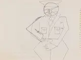 Robert Hodgins, But relative to UNISA'S NEWS OUT OF WEIMAR, 1994, ink on sketchbook page