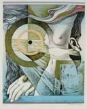 Armando Baldinelli, Abstract Landscape with Nude Figure, 1974, colour lithograph on paper