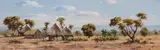 Otto Klar, Landscape with Huts and Figures, oil on board