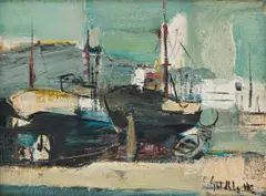 Sidney Goldblatt, Fishing Trawlers, oil on board