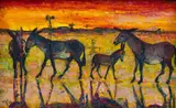 Zakkie Eloff, Donkeys, oil on board