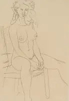 Douglas Portway, Seated Nude, lithograph and chine collé on paper