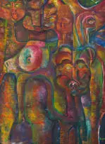 Paul Sekete, Group of Figures, 1995, oil on canvas