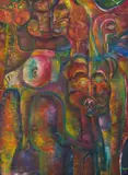 Paul Sekete, Group of Figures, 1995, oil on canvas