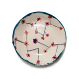 Ruan Hoffmann, Plate with red and blue flowers and linear decoration, 2004, painted and glazed ceramic