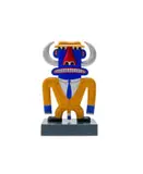 Norman Catherine, Blue Tusked Figure in Yellow Suit, carved and painted wood, on a painted wooden base