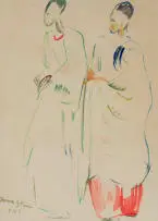 Irma Stern, Two Women, Congo, 1942, watercolour on paper