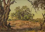 Erich Mayer, Cowherd Resting under a Tree, 1934, oil on board
