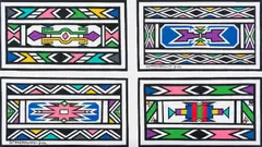 Untitled (Double Design) by Esther Mahlangu, 2014, acrylic on canvas, sold Nov 2025