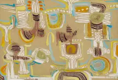 Walter Battiss, Abstract Composition, 1966, oil on canvas