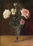 Frans Oerder, Roses in a Glass Vase, oil on canvas