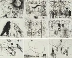 William Kentridge, Thinking Aloud, Small Thoughts, nine, 2004, etching on paper