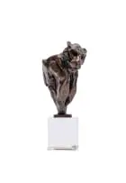 Leopard Bust Maquette (S201) by Dylan Lewis, 2003, bronze with a brown patina, on a crystal base, sold Nov 2025