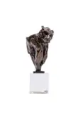 Dylan Lewis, Leopard Bust Maquette (S201), 2003, bronze with a brown patina, on a crystal base