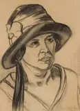 Maggie Laubser, Portrait of a Woman with Hat, 1924, charcoal on paper