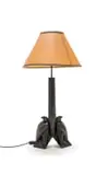 Dylan Lewis, Falcon Table Lamp (F009), bronze with a brown patina and paper lampshade