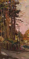 Adriaan Boshoff, Street in Bryntirion, oil on canvas laid down on board