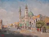 Gregoire Boonzaier, Maleise moskee, Chapel Straat, Kaapstad/Malay Mosque, Chapel St. Cape Town, 1971, oil on canvas