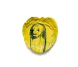 Ruan Hoffmann, Yellow plate decorated with figure, 2001, painted and glazed ceramic