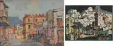 Gregoire Boonzaier, District Six, two, 1979, oil on board and hand-painted linocut on paper