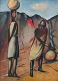 Pranas Domšaitis, Two Figures, 1954, oil on artist’s board