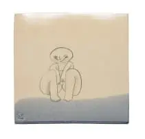 Ruan Hoffmann, Tile with seated nude motif, 2009, painted and glazed ceramic