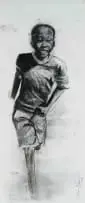 Nelson Makamo, Boy Running, 2012, charcoal and pastel on paper