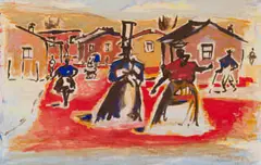 Gerard Sekoto, Township Scene with Women, 1959, gouache on paper