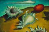 Alexis Preller, Shells with Red Egg, 1949, oil on canvasboard