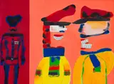 Robert Hodgins, Three Soldiers Smiling, 2006, oil on canvas