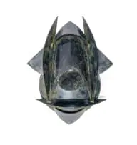 Mask by Edoardo Villa, 1997, painted steel, sold Nov 2025