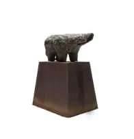 Herman Van Nazareth, Beast, bronze with and aged patina, on a steel base