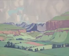 Jacobus Hendrik Pierneef, Naby Ficksburg, Oos Vrystaat (Near Ficksburg, East Free State), 1929, oil on board