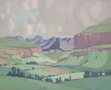 Jacobus Hendrik Pierneef, Naby Ficksburg, Oos Vrystaat (Near Ficksburg, East Free State), 1929, oil on board
