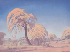Jacobus Hendrik Pierneef, Bosveld by Krokodilrivier (Bushveld by Crocodile River), 1944, oil on canvas