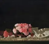 Neil Rodger, Still Life with Roses and Mushrooms, oil on canvas